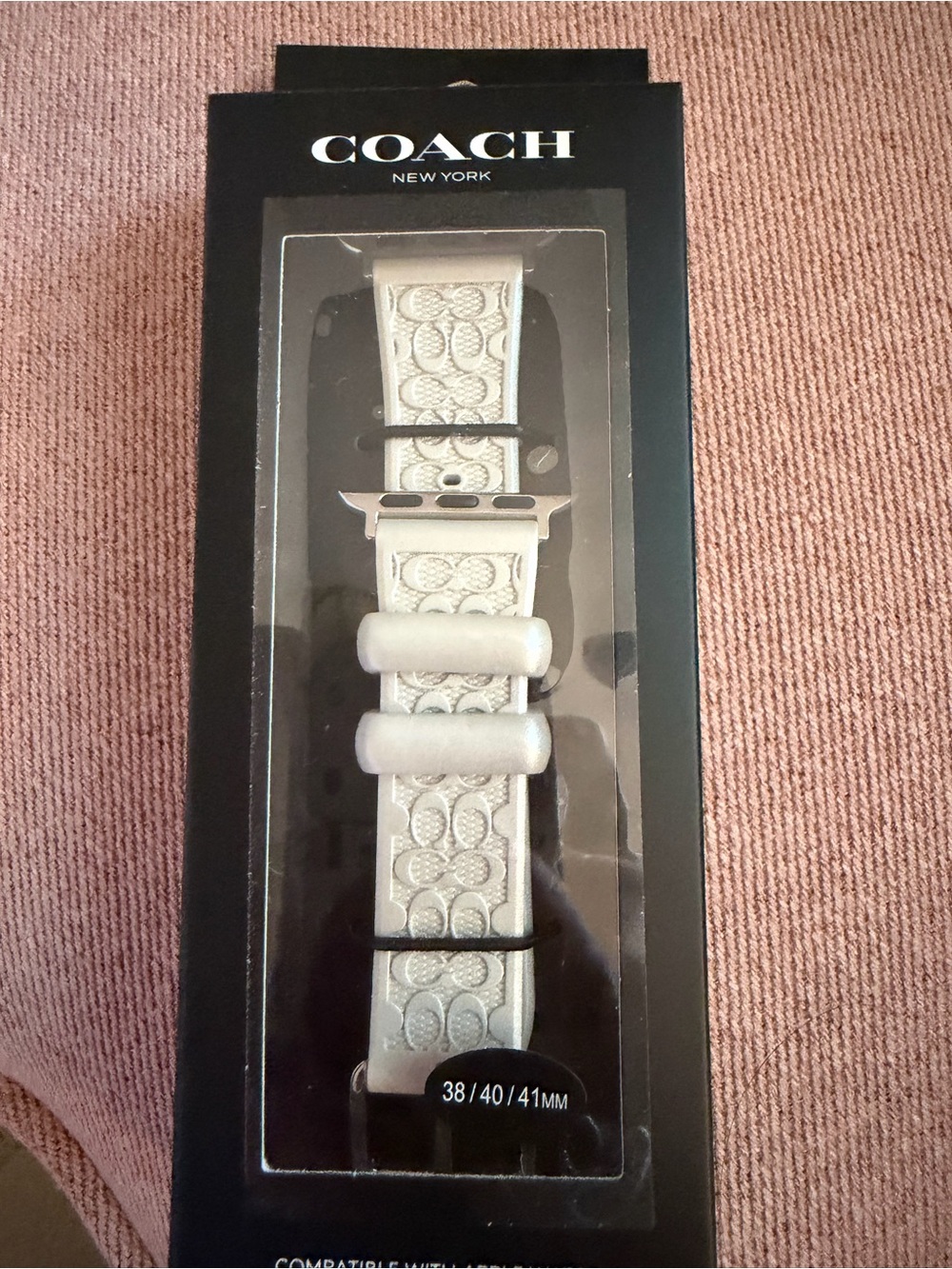 COACH White Signature Leather Apple Watch Band - 38/40/41mm